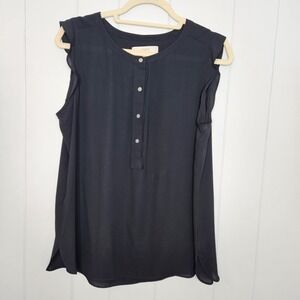 Loft Sheer Material Black Sleeveless Large Dressy Womens Tank Top